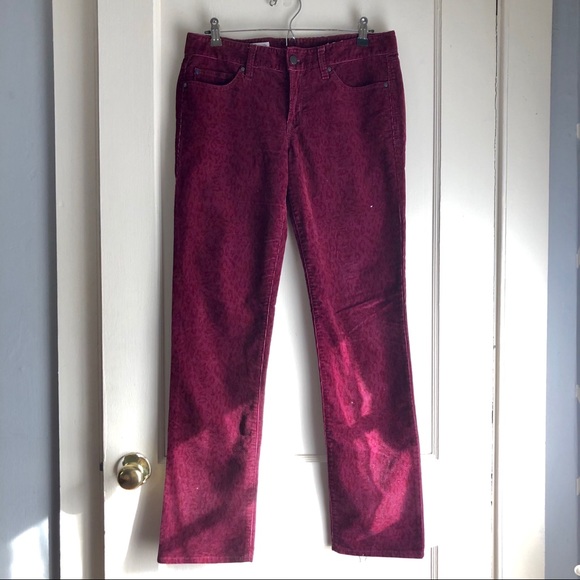 GAP Denim - Gap Straight Fit Red Corduroy Cheetah Print Jeans